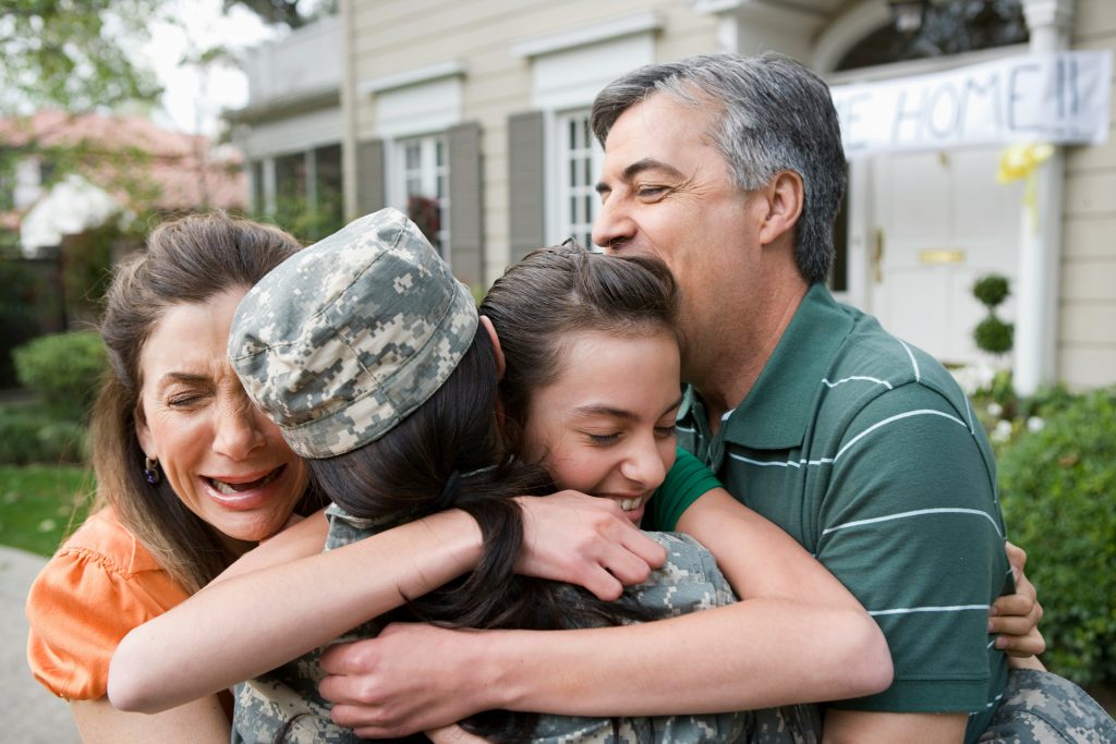a family hugging each other