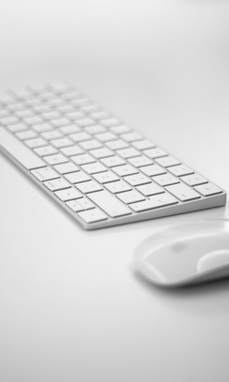 Minimalist white keyboard and mouse