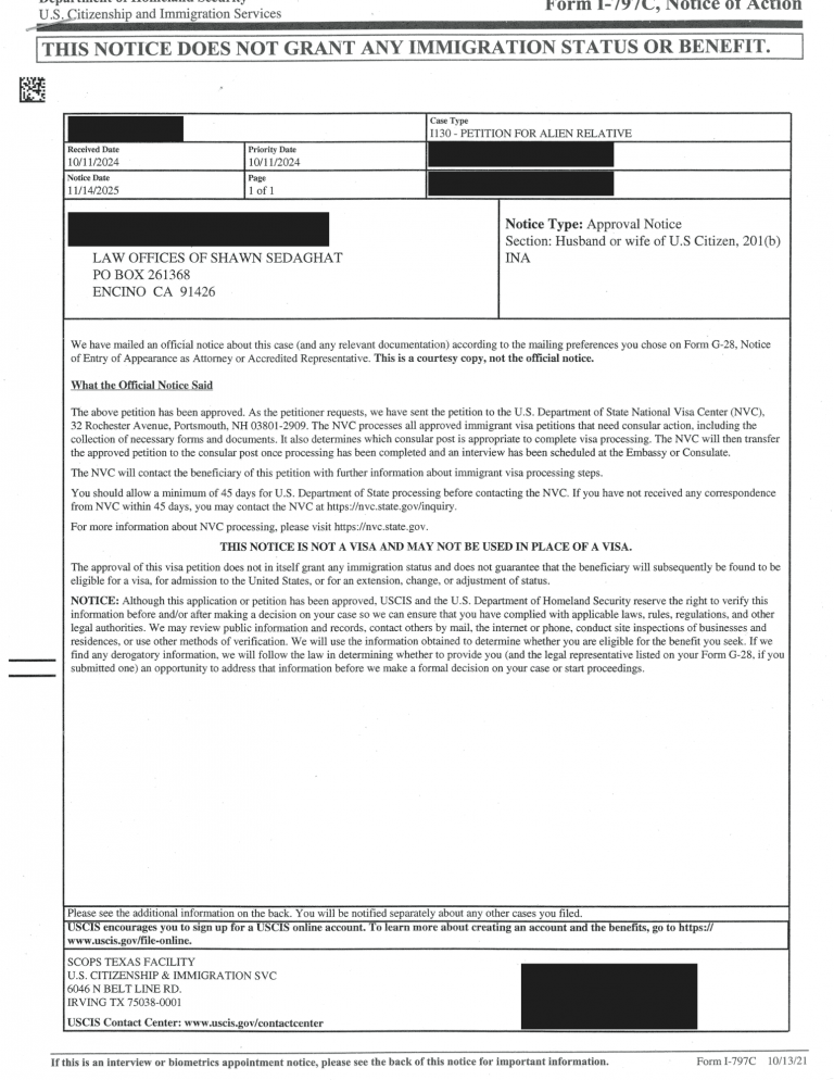 Our Approvals 1 sedaghatlaw firm approval