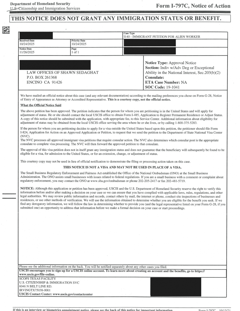 NIW and EB-1 Approvals 14 AP